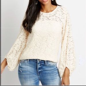 Solid Cozy Lace Balloon Sleeve Size Small & Large